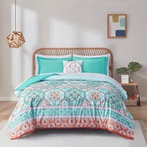 Full Size Bed In A Bag With Aqua Boho Complete Comforter, Degree Of Comfort. - £59.32 GBP