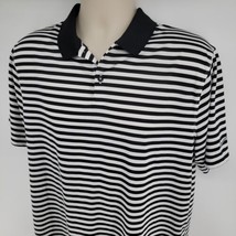 Nike Golf Polo Shirt Mens Large Black White Striped Dri Fit Short Sleeve... - £19.74 GBP
