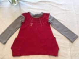 Pre-owned MAYORAL Red &amp; Gray Cotton  Applique Embroidery Tunic SZ 3 Girl... - £15.58 GBP