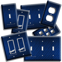 Navy Blue Carbon Fiber Look Light Switch Outlet Cover Wall Plate Garage Hd Decor - £13.16 GBP+