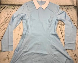 Womens Collar Long Sleeve Casual Fit and Flare Dress Sky Blue Medium - £18.93 GBP