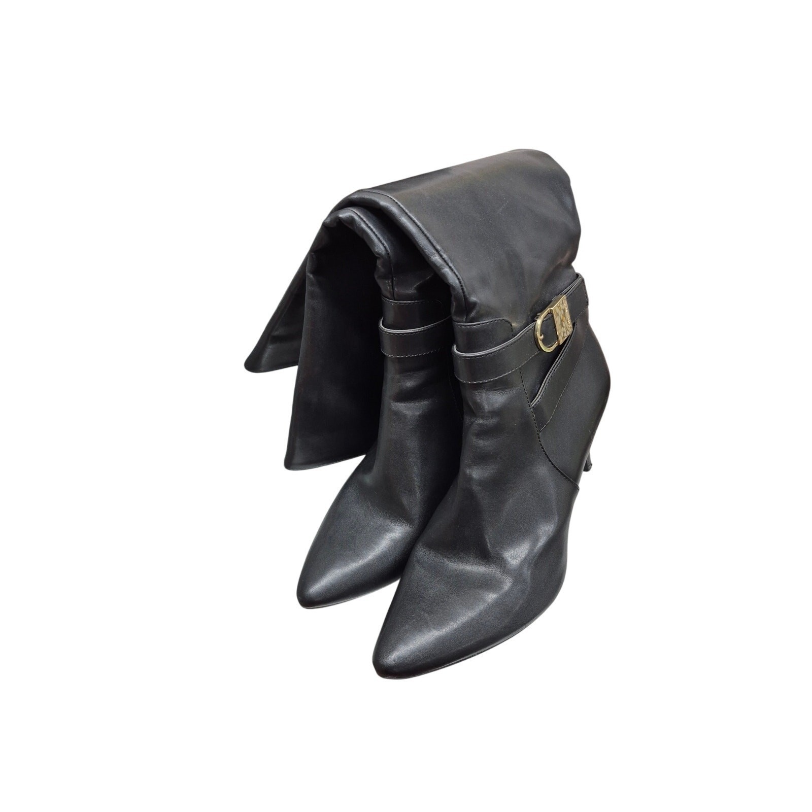 CALVIN KLEIN JEMAMINE $230 Black Vegan Leather Designer Tall Heel Boots 9.5 Item image 6