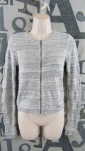 Hollister Grey Knit Cardigan Sweater Full Zip Women Small Cotton Blend Stretch - £14.15 GBP