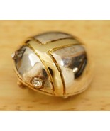 Vintage Costume Jewelry Silver Gold Tone Rhinestone MJ Ladybug Brooch Pe... - £13.78 GBP