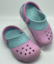 Crocs Girl’s Size C 9 Electro ll Slip On Clogs Pink Ice Blue Shoes See P... - $10.39