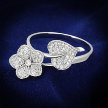 Elegant Flower Leaf Simulated Diamond Band 925 Sterling Silver Engagement Ring - £95.55 GBP