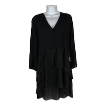 Zara Women&#39;s Black Pleated Tiered Long Sleeved V-Neck Blouse Size XS - £26.82 GBP