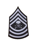 Skull in sergeant (B/W) Embroidered Patch 4.5&quot;x2.5&quot; - £3.53 GBP