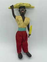 Vintage Banana Farmer Picker Hispanic Clay Figurine Cloth Hand Painted F... - £12.59 GBP