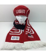 USA Torino 2006 Olympics Red Adjustable Fleece Roots Hat and Scarf Set - £39.39 GBP