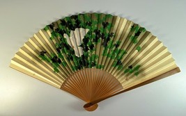 Vintage Japanese Folding Fan w/ Hand Painted DOVE w/ Foliage Artist Sign... - £12.00 GBP