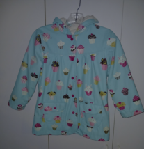 HATLEY GIRL&#39;S SOFT/LINED SNAP HOODED RAINCOAT-7-GENTLY WORN-CUPCAKES - $9.49