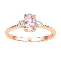 10kt Rose Gold Womens Oval Lab-Created Morganite Solitaire Diamond Ring 5/8 Cttw - £206.54 GBP