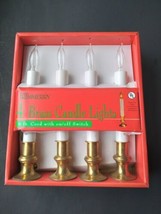 4 Vintage Electric Candle Light Lamps Inline Switch Brass Base Christmas... - £19.51 GBP