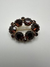 Vintage Juliana D&amp;E Rootbeer Amber Rhinestone Brooch 4cm - £30.60 GBP