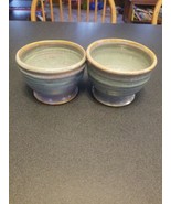 2 nice 2005 studio pottery bowls 3.5&quot; tall x 4.5&quot; diameter green glaze - $29.39 CAD