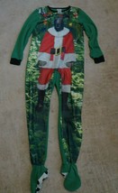 Christmas Moose Youth Footie Pajamas -- Size Large 10 / 12 -- Green Long Sleeve - £14.31 GBP