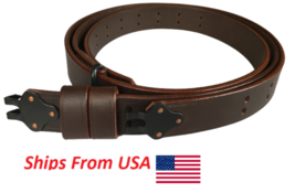 WW2 M1 Garand 1907 Oil Pull-Up Drum Dyed Leather Sling-MARRÓN OSCURO - £18.98 GBP