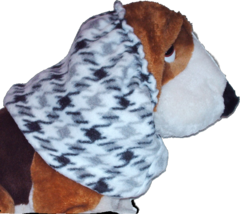 Grey Black White Houndstooth Fleece Dog Snood by Howlin Hounds Size Large - £11.09 GBP