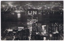 Postcard RPPC Night View Of United Nations Headquarters New York - £2.95 GBP