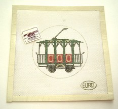  Trolly Car Needlepoint Canvas Ornament 4&quot;  Euro - $29.99