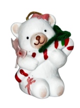 Vintage Lil Chimers Christmas Ornament Jasco Bisque Porcelain Polar Bear Bell - £11.18 GBP