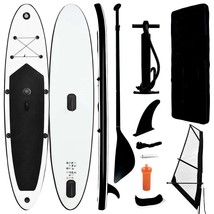 vidaXL Inflatable Stand Up Paddleboard with Sail Set Black and White - $25,625.62 MXN