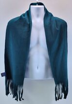 L) Women Green Fringed Tassel Polyester Winter Scarf - $13.93 CAD