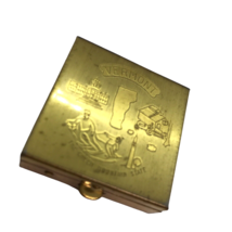 Vtg Pill Box Case Holder Metal Brass Small Organizer Travel Vermont Souv... - $12.86
