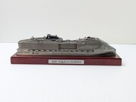 RARE MSC World Europa MSC Cruises Model Cruise Ship Metal With Wood Base... - $178.20
