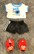 Build a Bear Workshop BABW Cookie Monster T Shirt Shorts Shoes Lot Sesame Street - £14.93 GBP