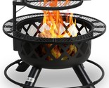 Black Bali Outdoors Wood Burning Fire Pit With Quick-Removable Grill. - £97.49 GBP