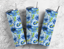 Blue Flower Pedals Skinny 20 Oz Drink Tumbler - £16.57 GBP