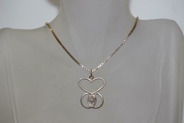 Vintage 14K Yellow Gold Heart Interlocking Circles Star-of David Diamond Pendant - £176.28 GBP