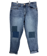 Universal Thread Cropped Sz 8/29 Women&#39;s Boyfriend Denim Jeans Patch Cuf... - $14.24