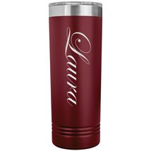 Laura - 22oz Insulated Skinny Tumbler Personalized Name - Maroon - $33.00
