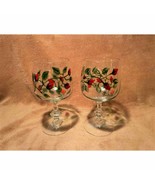 Vintage Pair of Newport Hand Painted 6&quot; Water Glasses- Rosebud Pattern - £25.02 GBP