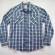 Levis Shirt Adult Large Blue Plaid Button Up Pearl Snap Cowboy Western Mens - £17.40 GBP