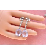 ESTATE 20ctw BIG OVAL AMETHYST DROPS .20ctw DIAMOND DANGLE 18K COCKTAIL ... - €853,03 EUR