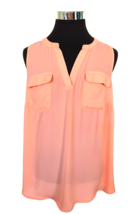 Worthington Blouse Womens Size 1X Pullover Pastel Coral Sheer Sleeveless... - $14.85