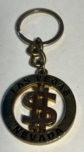 Key Chain Las Vegas Nevada Gold Tone Dollar Sign Rotates Small Ring 1.5 Inches - £6.18 GBP