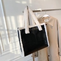 Women New PU Leather   Top-handle Tote Bag Student Winter Fashion  Lamb  Big Cap - £87.53 GBP