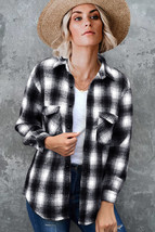 Plaid Shirt Women Spring Mid-length Loose Blouse Turndown Collar Shirt C... - £22.10 GBP