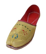 Men Shoes Handmade Ethnic Boho Mojari Leather Espadrilles Gold Jutties U... - £43.85 GBP