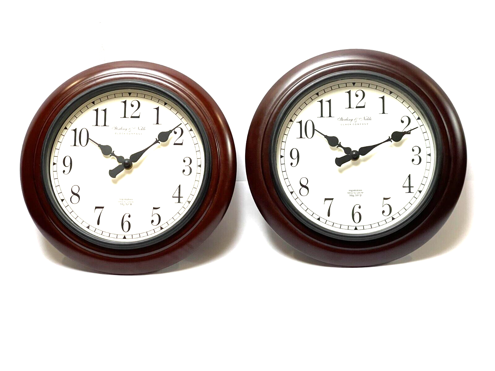 Two Matching Sterling & Noble Clocks Wood Frame 11.5" - Serial 2,055,787 No. 9 - £38.78 GBP
