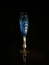 Faberge Odessa Sky Blue Champagne Flute 9 3/8&quot; H by 2 1/8&quot; at rim - £196.44 GBP