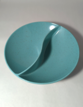 Holiday Kenro Melamine Divided Serving Bowl 9&quot; Blue Aqua Turquoise Speck... - $15.81