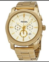 Fossil Machine Chronograph Men&#39;s Watch Gold Tone New 100% Autentic - £103.11 GBP