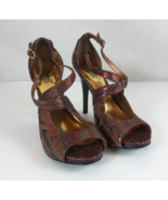 Carlos Believe 2-Gold Multi-Color Reptile Peep Toe Heels Size 7M - $22.99 CAD