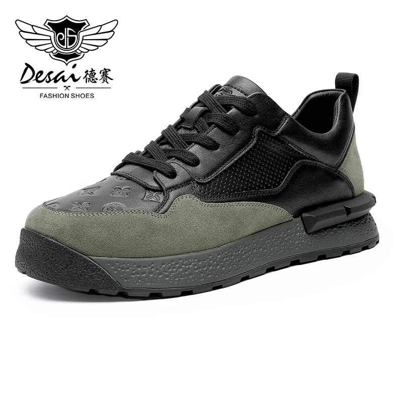 Luxury Man Shoes Genuine Leather Casual Shoes Light Male Sneakers Laces ... - £114.24 GBP